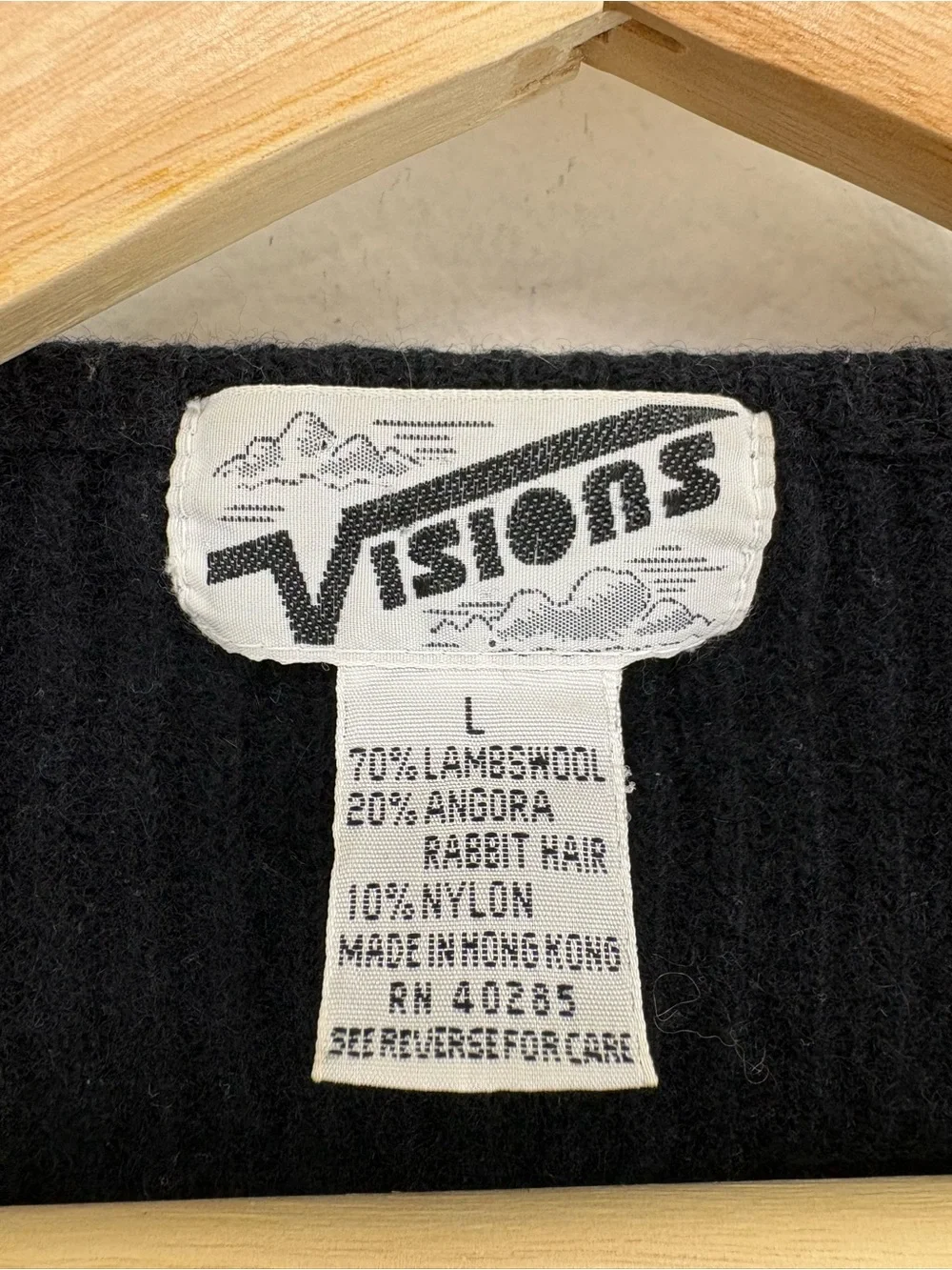 Vintage Visions Black Open-Front Ribbed Women's Cardigan Sweater Lambswool L